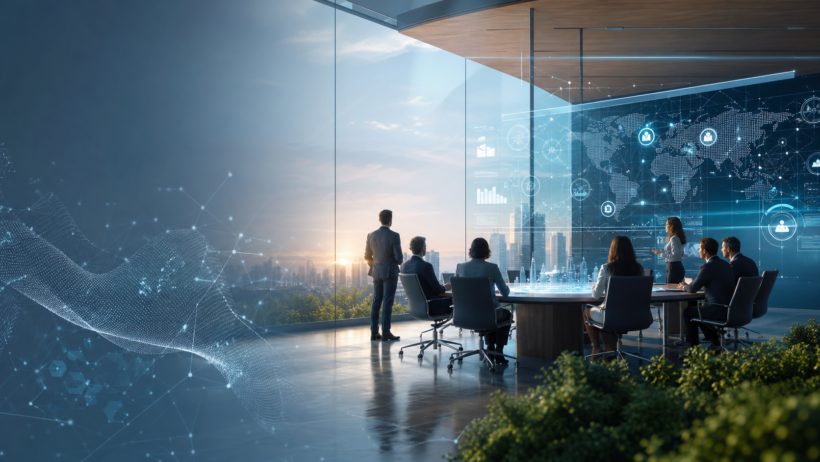 Executive team reviewing digital transformation strategy